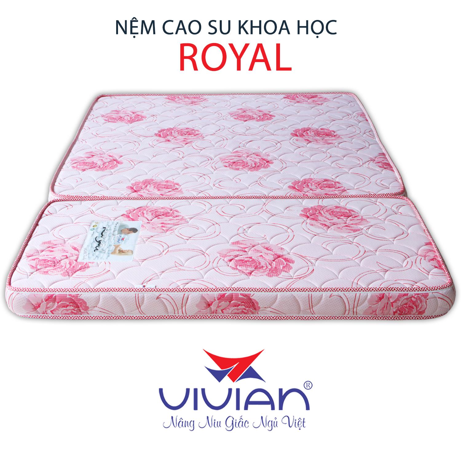 Nệm Cao Su Khoa Học Gấp 3 Royal Vivian (1.2 x 2.0 m) Nền Trắng Hoa Văn Màu Sắc Ngẫu Nhiên