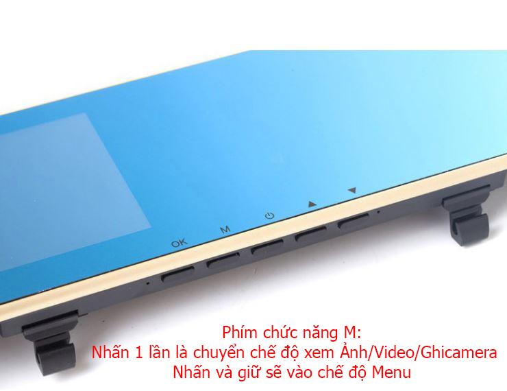 Camera hành trình Full HD 1080, có camera lùi (gắn gương chiếu hậu)