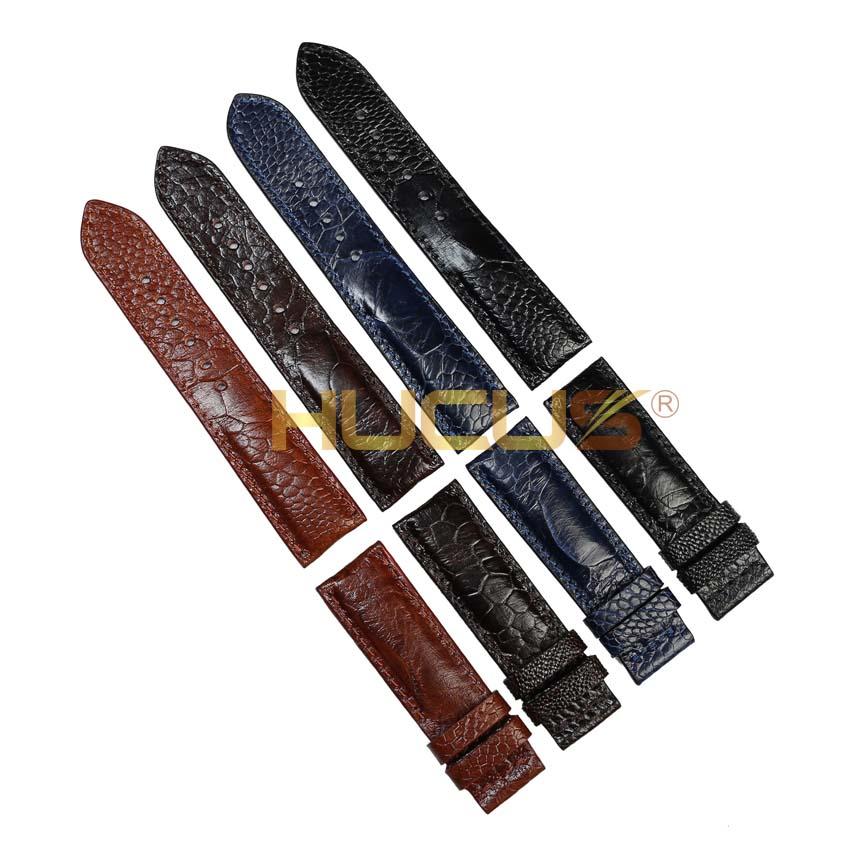 Dây Đồng Hồ Nam Da Đà Điểu Thật Hùng Cường HC8200 (20-18)