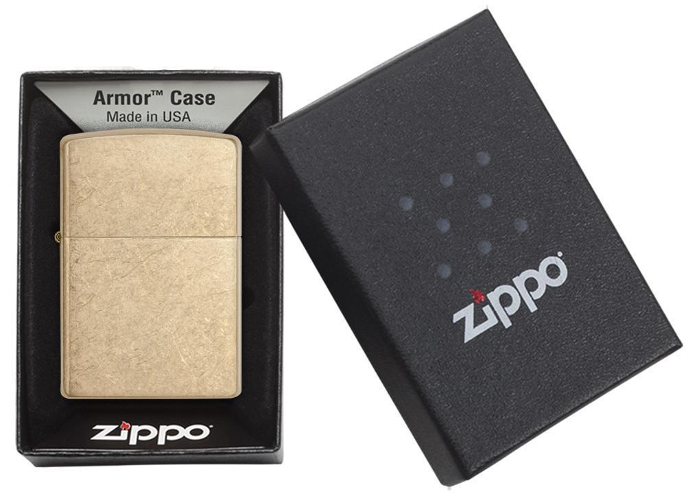 Zippo Armor Tumbled Brass Lighter 28496