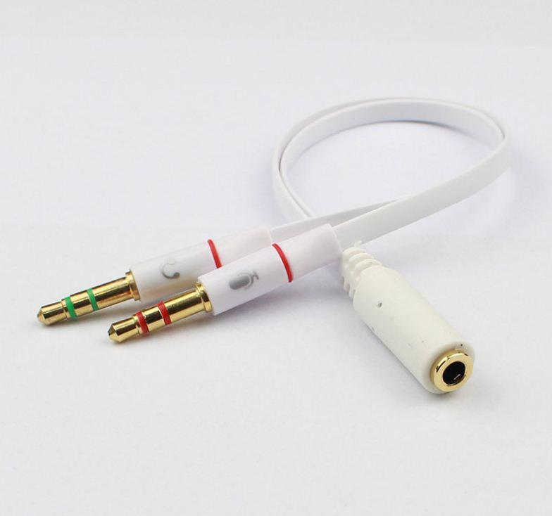 Cáp gộp audio và mic ra cổng 3.5 mạ vàng cao cấp (Đỏ)