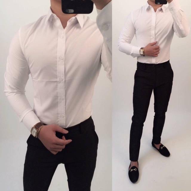 Áo Sơ Mi Nam Công Sở Hàn Quốc (Màu Trắng)