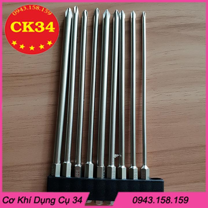 Bộ 9 mũi tô vít 4 cạnh dài 150mm cho khoan pin điện, hãng BROPPE