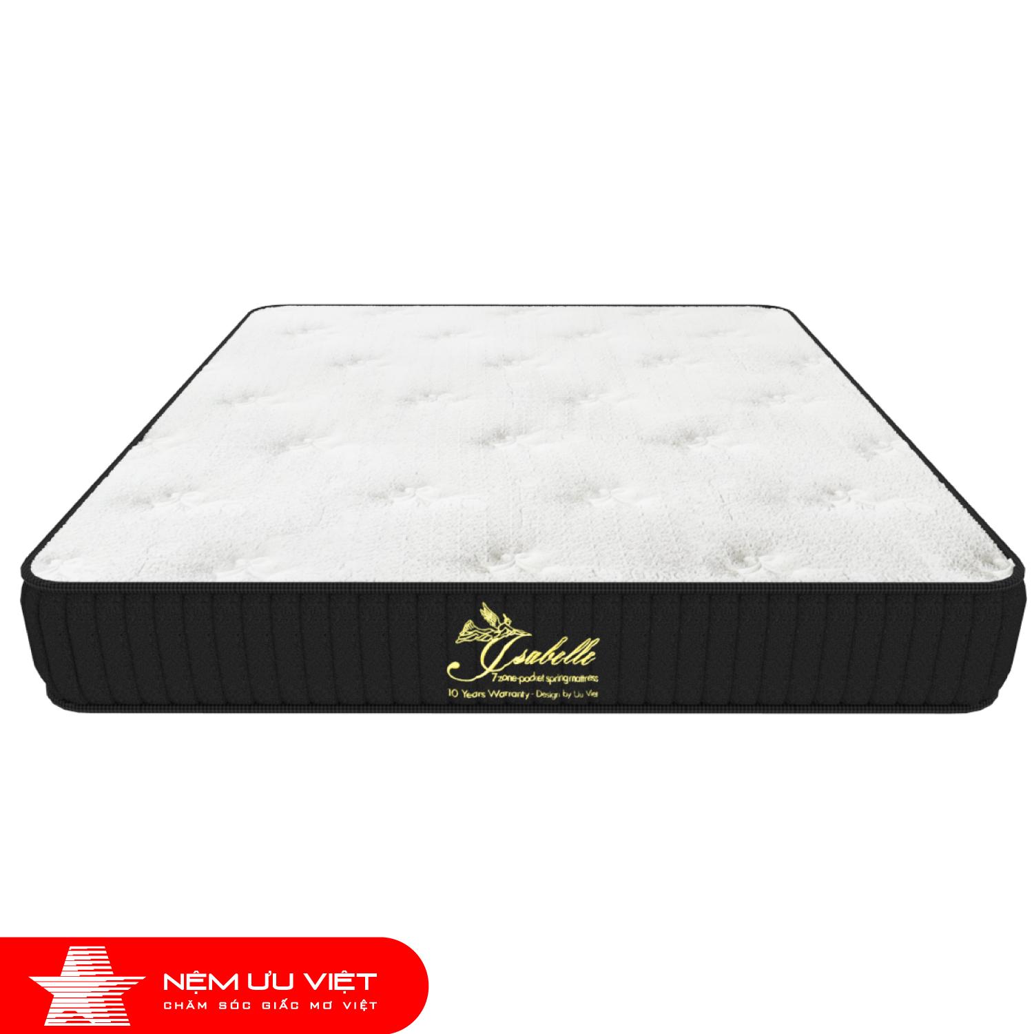 Nệm lò xo liên kết Isabelle 2 viền – 1 mặt mousse IQ (1m0 x 2m0 x 25cm)