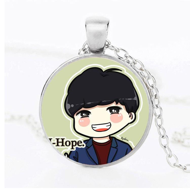 Dây chuyền mặt chibi BTS cute (dây bạc)
