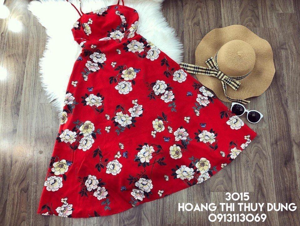 Đầm maxi hoa hai dây quyến rũ