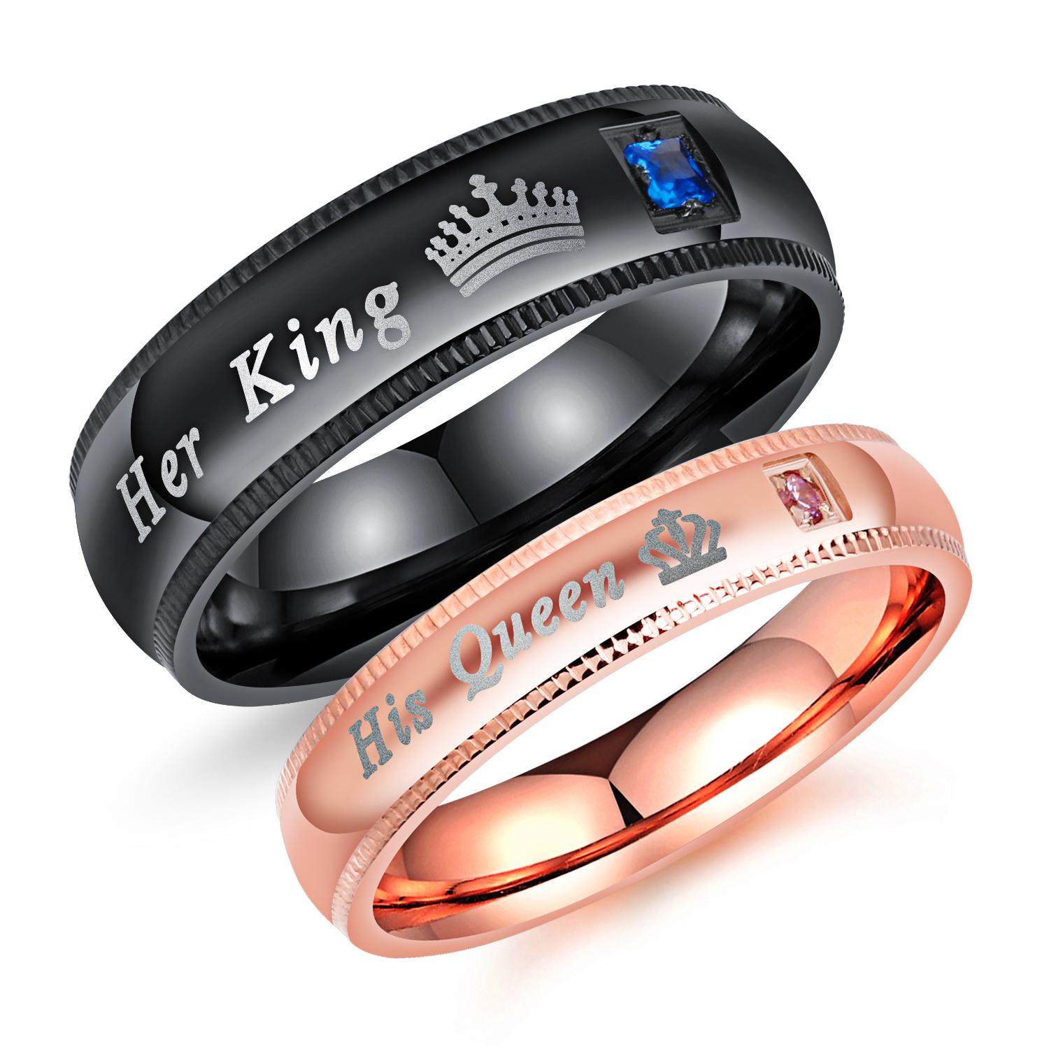 Nhẫn cặp her king - his queen nc127