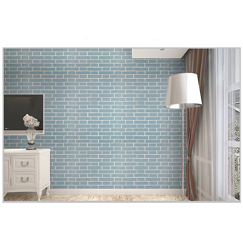 10m Giấy dán tường có sẵn keo giả gạch xanh 5285