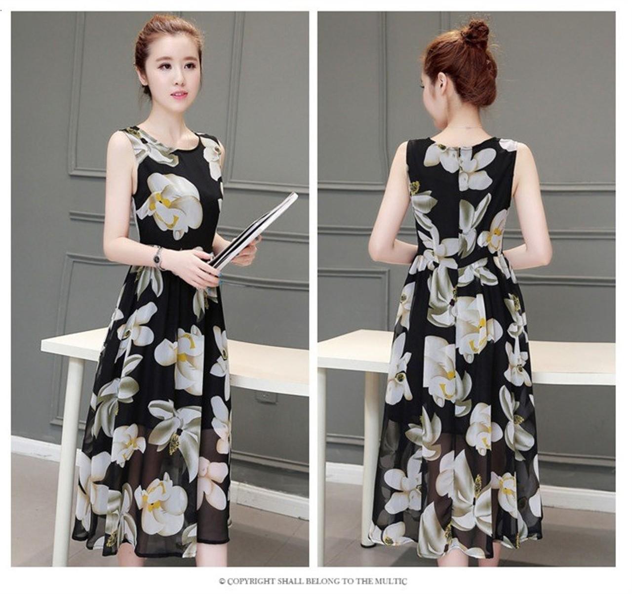 Đầm Xòe Voan Hoa LyLy Duyên Dáng