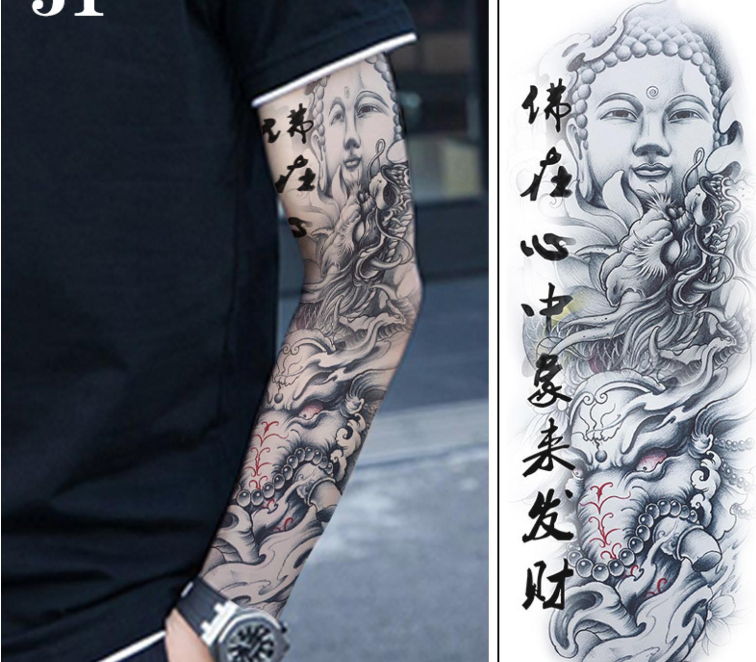 [HCM]Combo 2 hình xăm dán kín tay đen 17x48cm