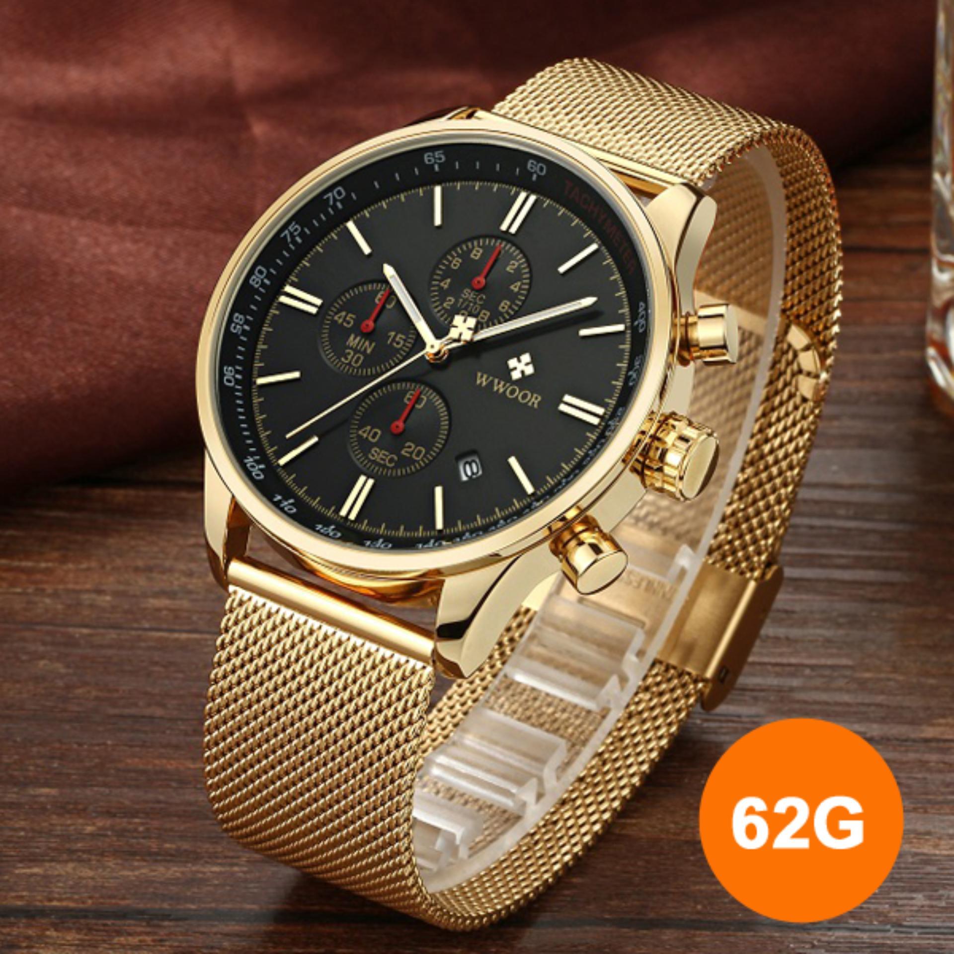 Đồng hồ đeo tay nam đẹp và sang WWOOR 8862, tặng Pin đồng hồ SONY 920 Japan