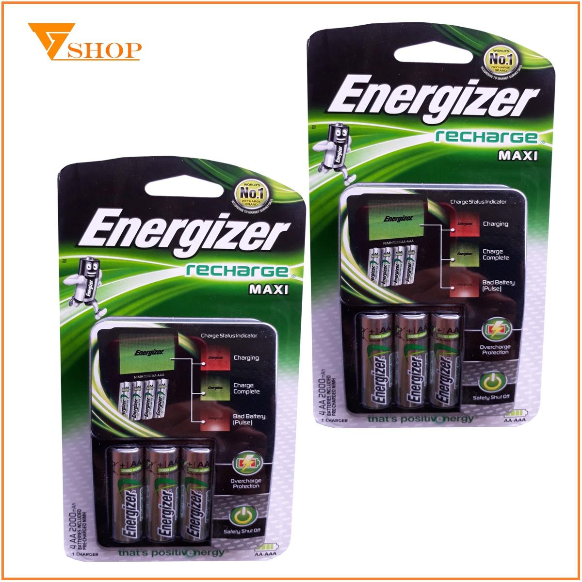 Combo 10 máy sạc pin Energizer tự ngắt kèm 4 pin 2000mAh