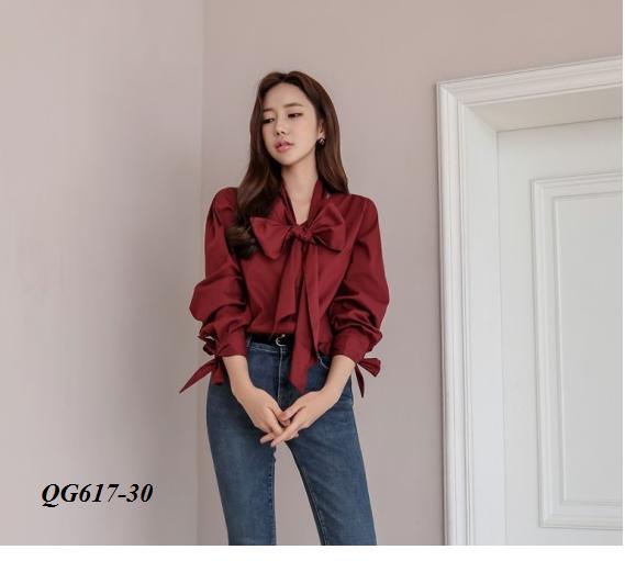 ÁO SƠ MI CỔ V DÂY NƠ RỜI - SIZE S-6XL