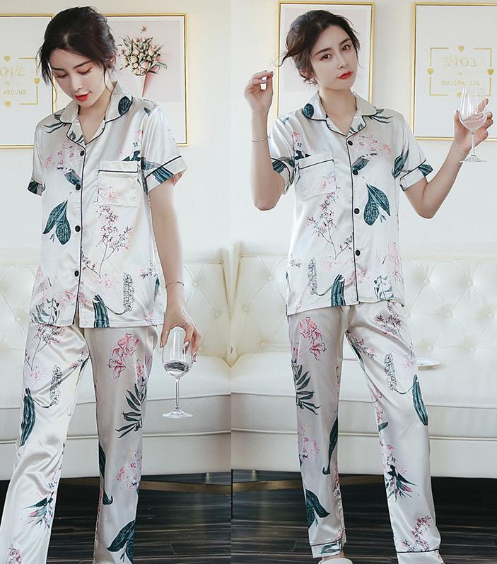 [HCM]Bộ Đồ Ngủ Dài Tay Pijama Phi Lụa Mặc Thoáng Mát Nhẹ Nhàng CDANP10