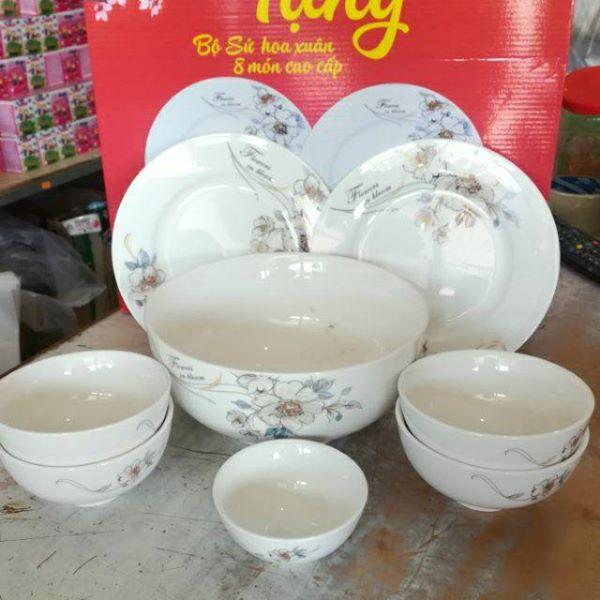 Bộ chén sứ Minh Châu có hoa văn