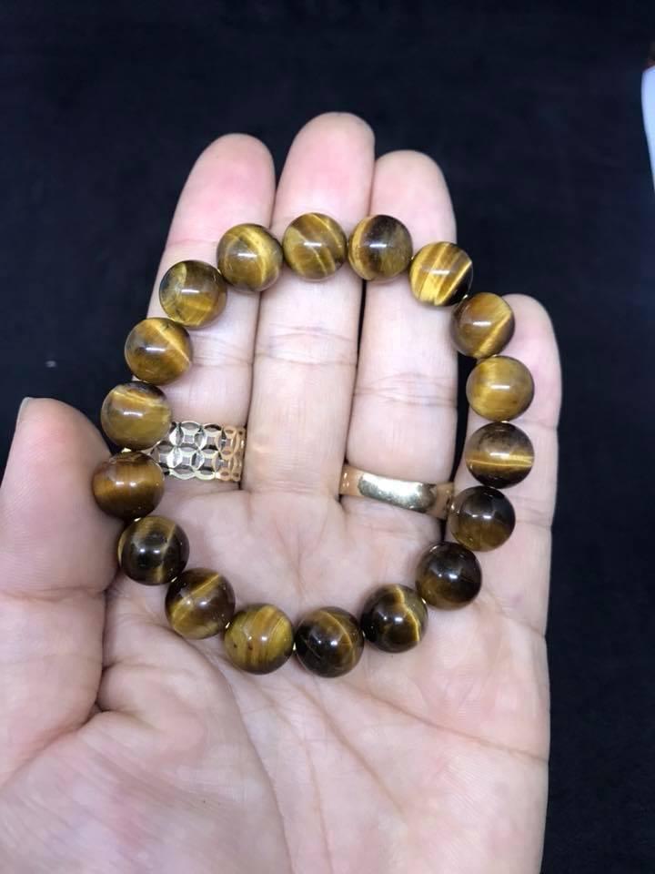 [HCM]VÒNG TAY ĐÁ MẮT HỔ VÀNG NÂU 10LY( TẶNG THÊM DÂY  VÀ HẠT KÈM THEO )