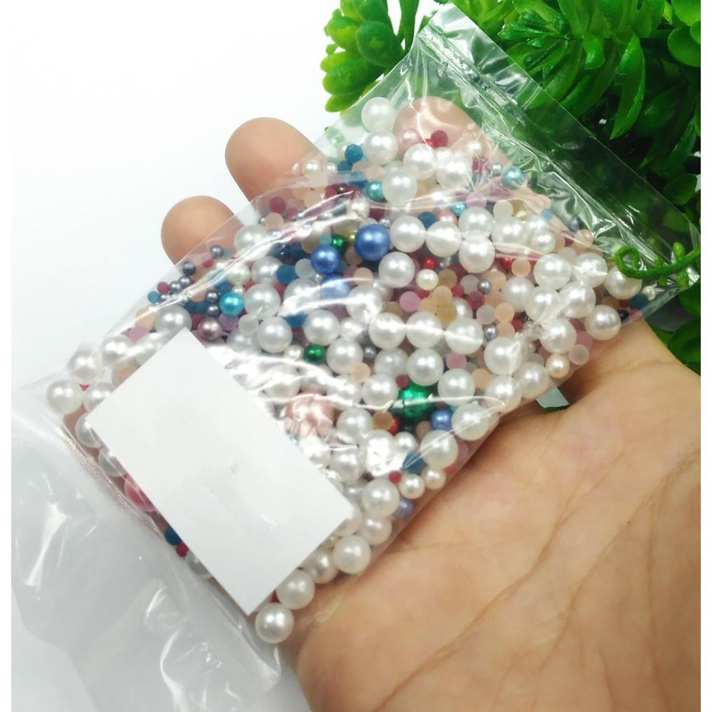 Hạt trai tròn gắn nail nhiều size nhiều màu