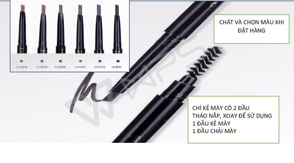 bút kẻ chân mày 2 đầu dạng vặn- không thấm nước