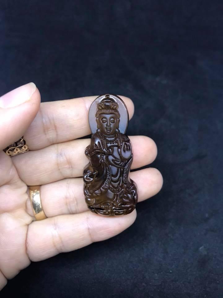 [HCM]MẶT DÂY CHUYỀN PHẬT QUAN ÂM ĐÁ PHOLY XÁM ( TẶNG KÈM KHUYÊN )