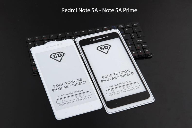 Kính cường lực 5D full keo cho Xiaomi Redmi Note 5A (Đen)