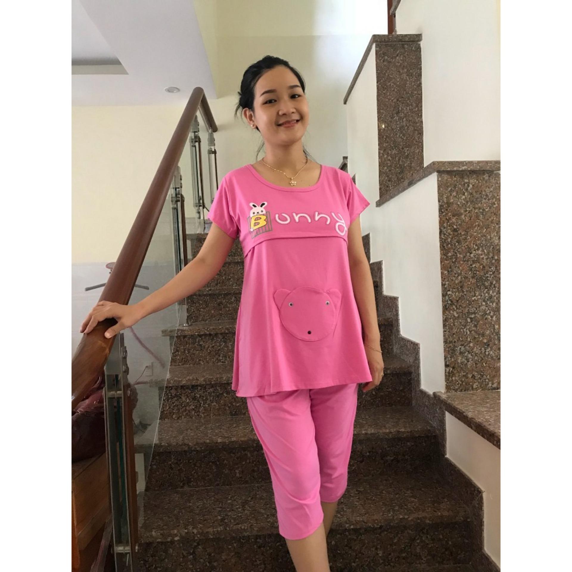 Đồ bộ bầu lửng 2 chức năng Bunny (hồng tươi)