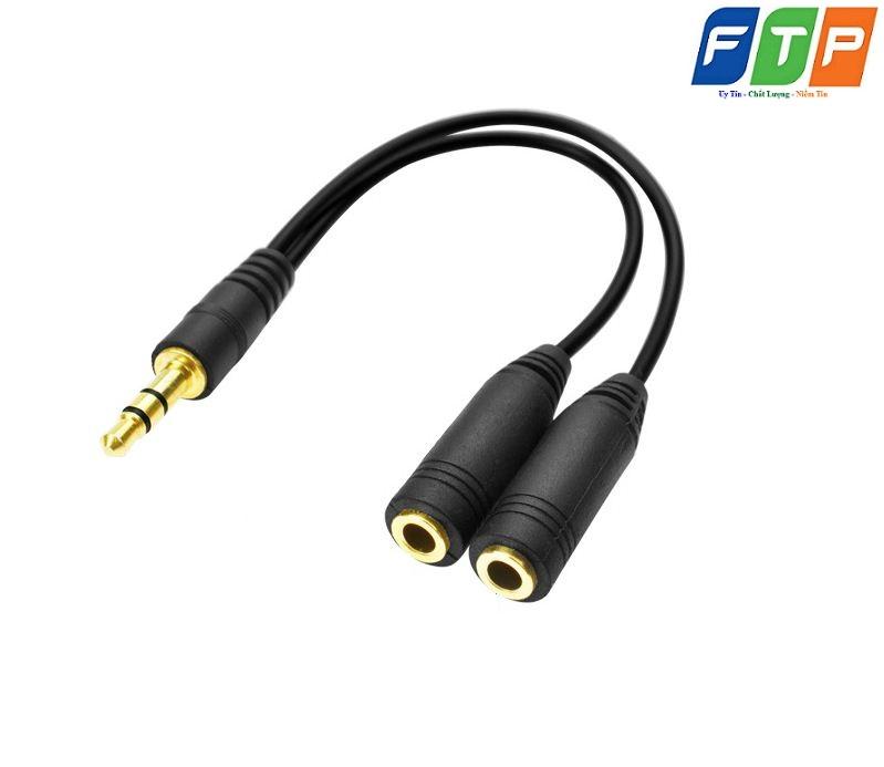 Cáp chia audio 3.5mm ra mic và loa FTP dây đồng mạ vàng cao cấp (Đen)