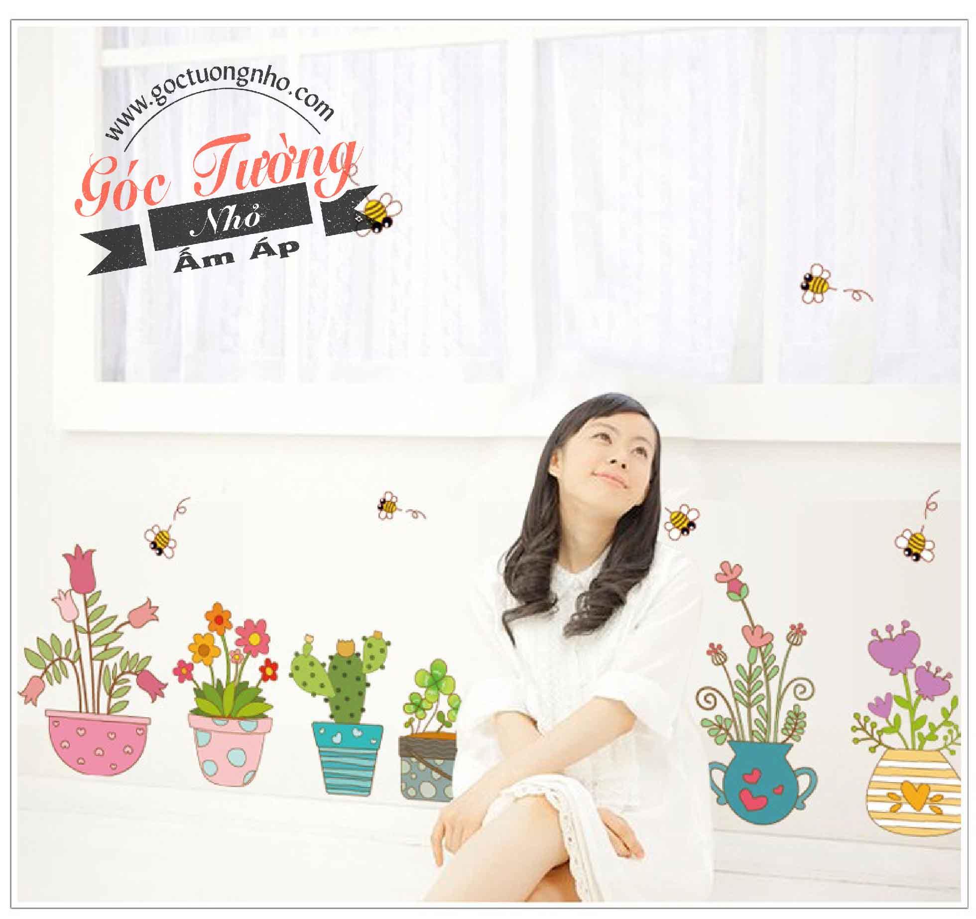 DECAL DÁN TƯỜNG HÌNH CHẬU CÂY SK7065
