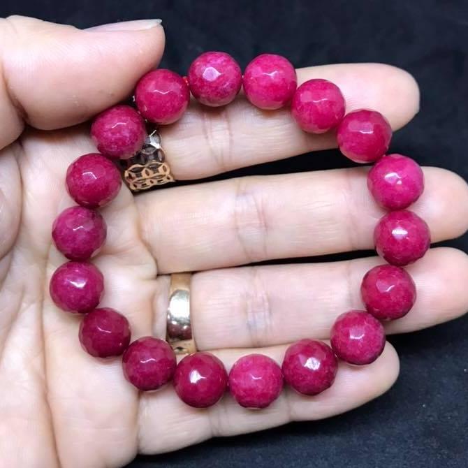 [HCM]VÒNG TAY HỒNG RUBY MÀI GIÁC 10LY