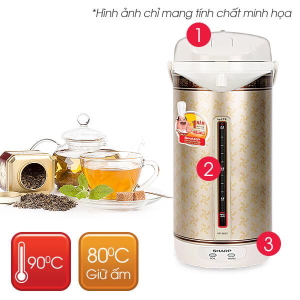 Bình thủy điện Sharp KP-36SV (Vàng đồng)