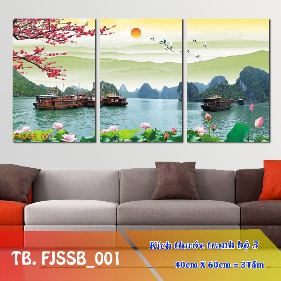 [Sale] Tranh treo Tường 3D Thác nước sơn thủy FJSSB_001- Tranh treo tường đẹp [3 tấm rộng 1,2m cao 0,6m] SuperDecor
