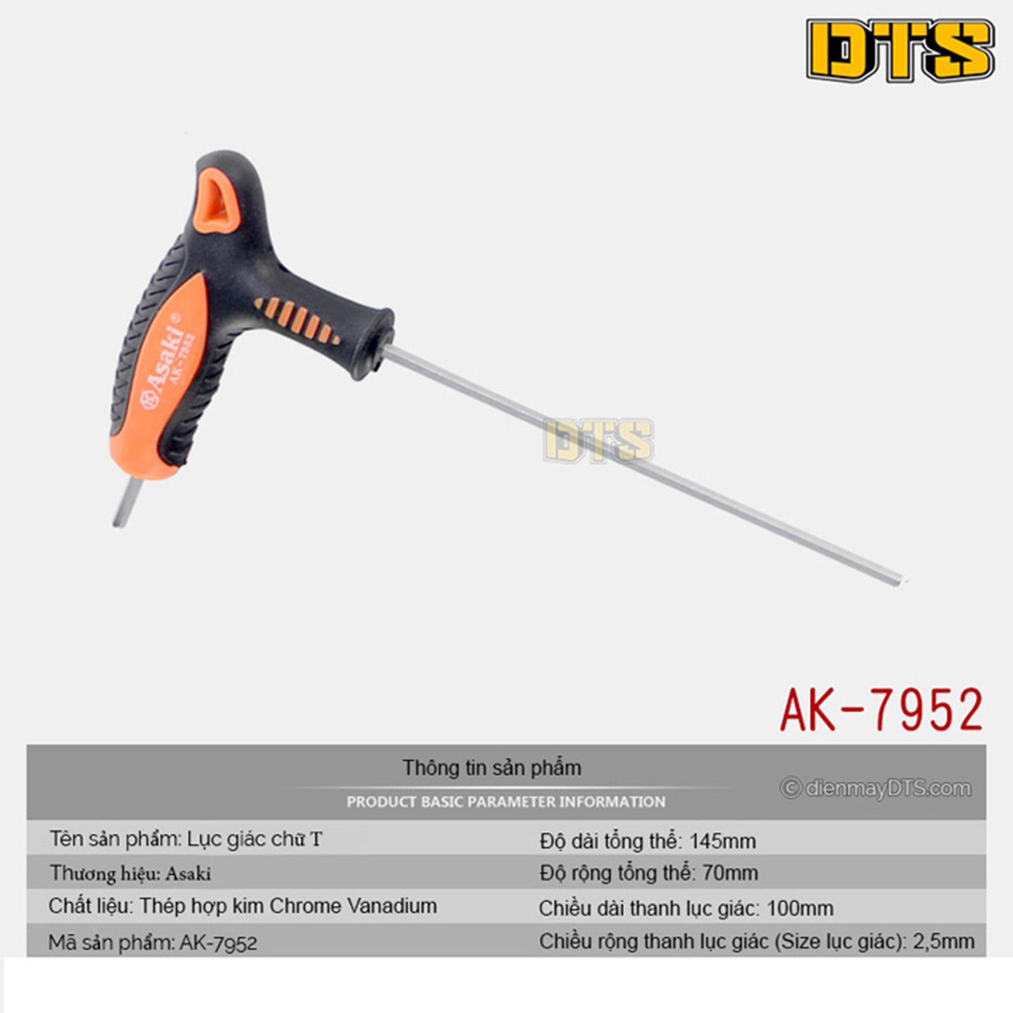 Lục giác bi cầm tay chữ T 2.5mm Asaki AK-7952