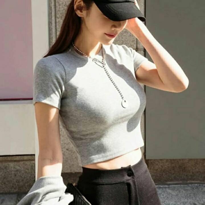Aó thun lụa croptop tay ngắn ôm body Thailand
