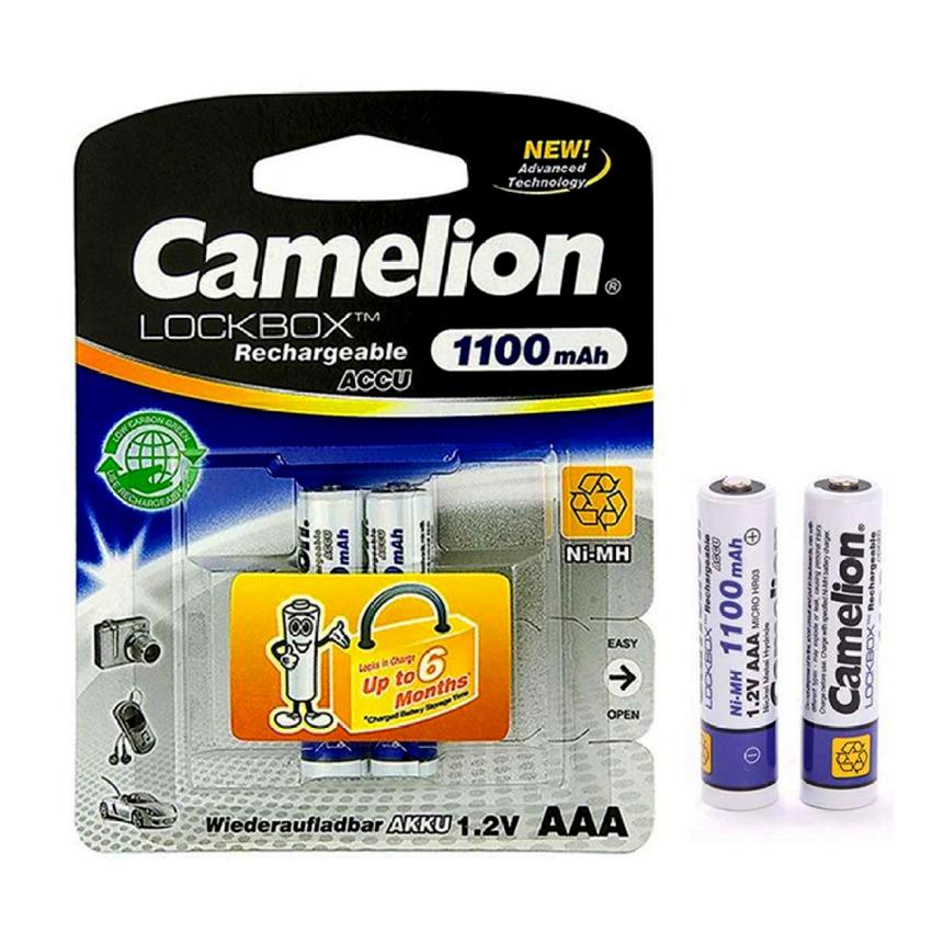 Bộ 2 pin sạc Camelion LockBox 1100mAh 1,2V AAA TIGĐ136 (Trắng)