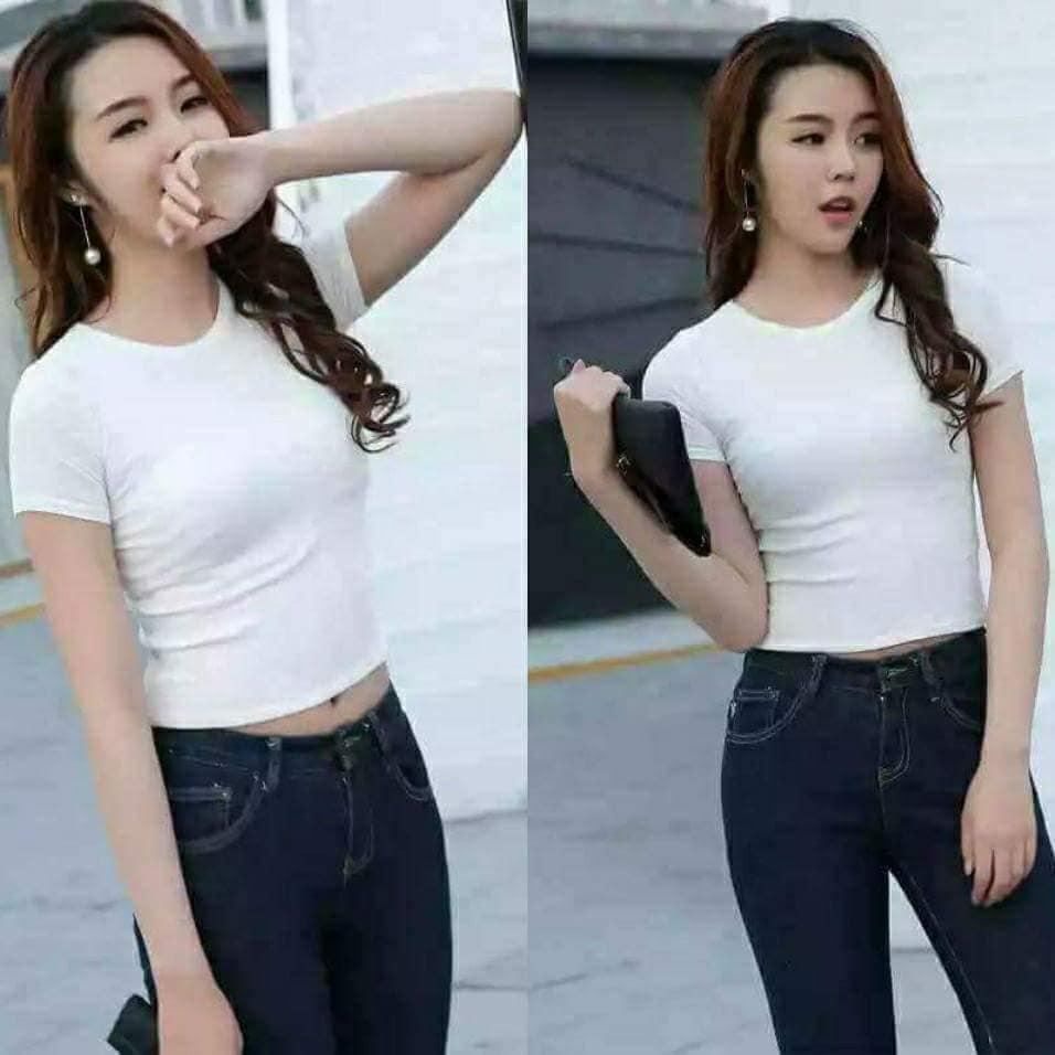 Aó thun lụa croptop tay ngắn ôm body Thailand