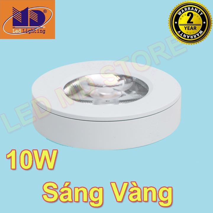 Bộ 5 Đèn led ốp nổi Tròn COB vỏ trắng ánh sáng vàng 10W