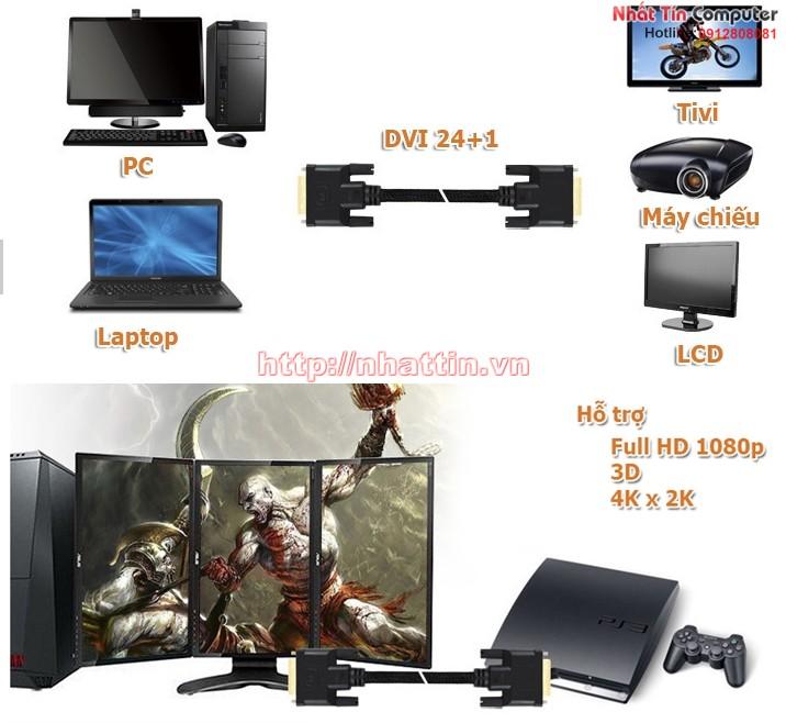 Cáp DVI 24+1 Unitek Y-C209 dài 3m