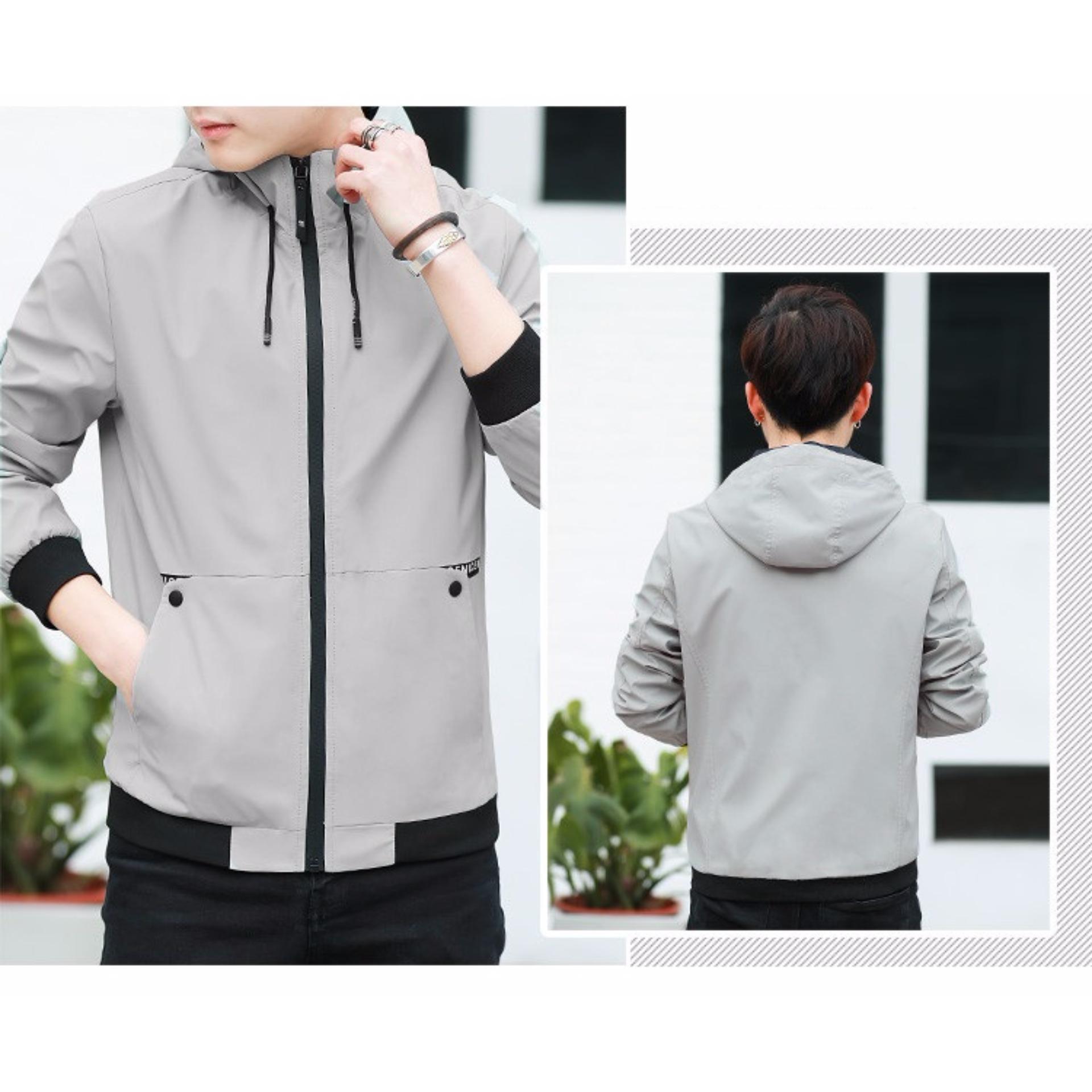[HCM]Áo Khoác dù nam phối nón hàn quốc MAK23 (XÁM)