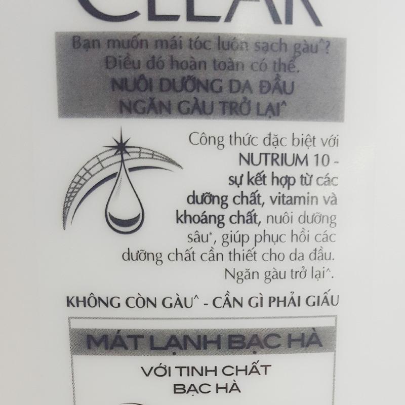 Dầu gội Clear mát lạnh bạc hà chai 900g