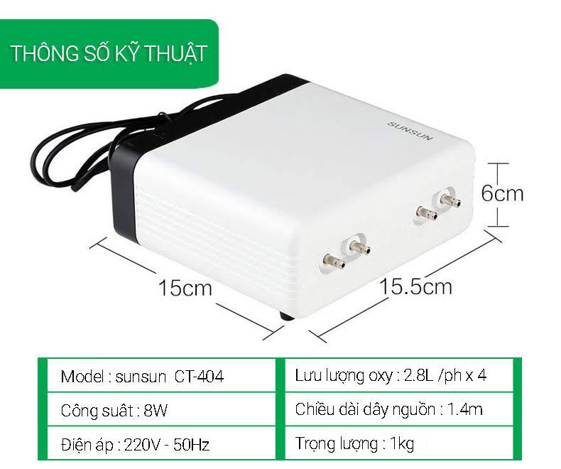 Máy sủi oxy cho bể cá 1200 lít SUNSUN CT-404