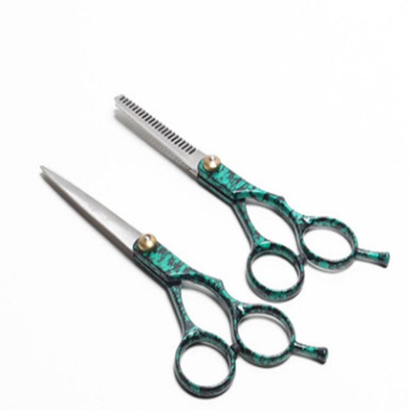bộ 2 kéo cắt tóc và tỉa tóc ( màu xanh)