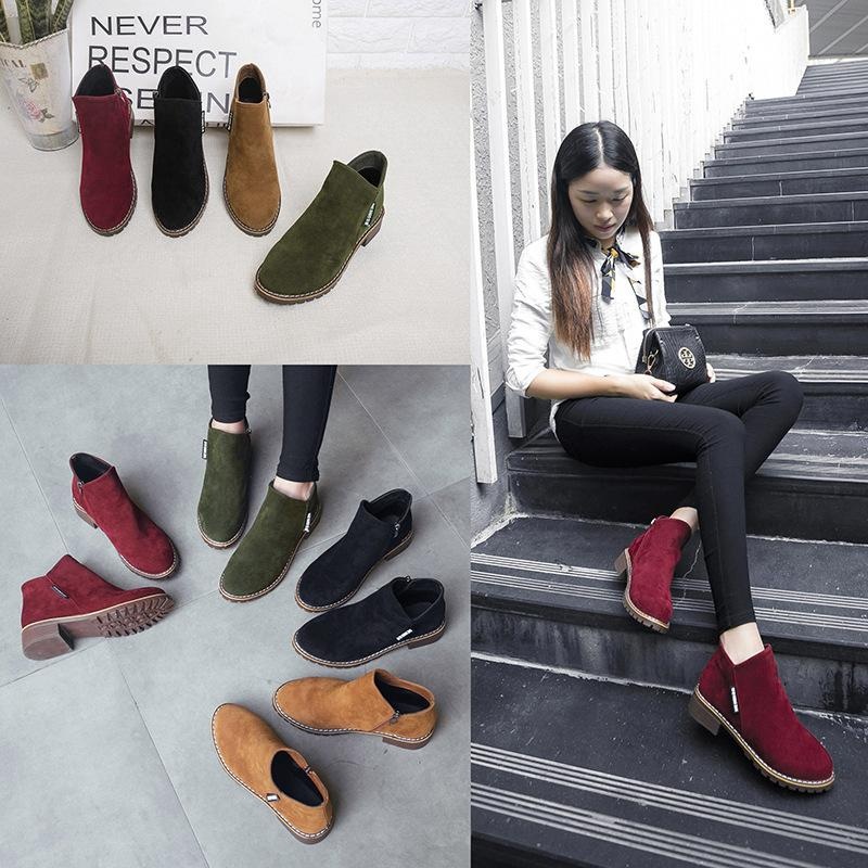 [HCM]Giày boot nữ cổ thấp đế cao Hàn Quốc Lidus HH2811 (Màu Nâu & Màu Đen)