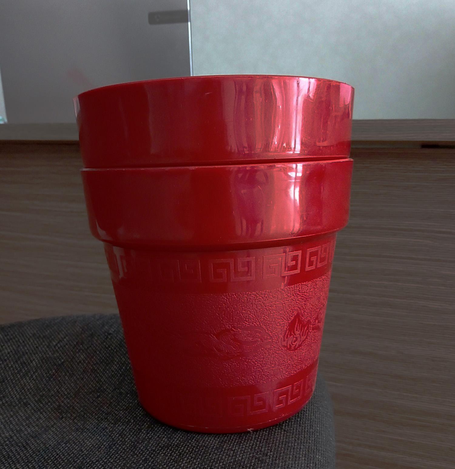 [HCM]Bộ 2 chậu hoa nhựa hai tầng hoa văn rồng bay 18.5x17x12.5cm