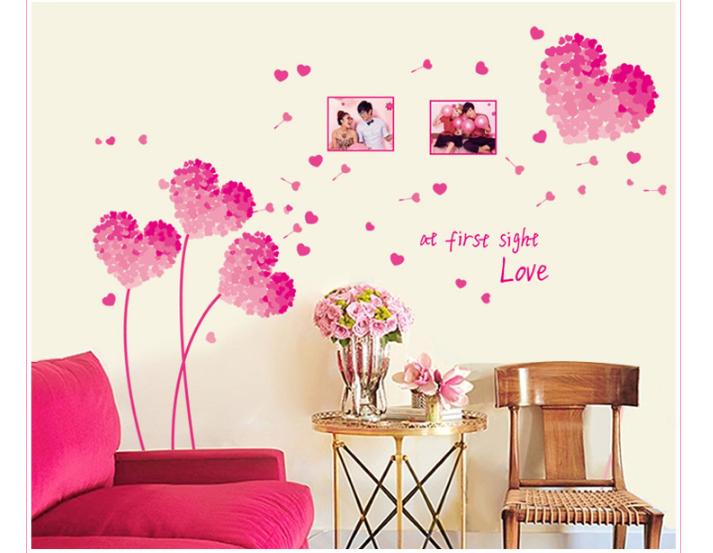Combo Decan Dán Tường Hoa Trái Tim Và Mèo Kitty - CB038
