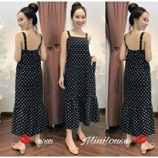 ĐẦM MAXI BẦU CHẤM BI ĐUÔI CÁ DỄ THƯƠNG