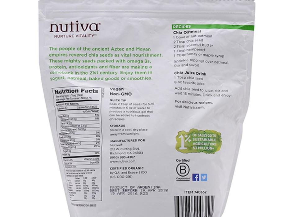 Hạt Chia Seed Mỹ Organic Superfood Nutiva – 907g