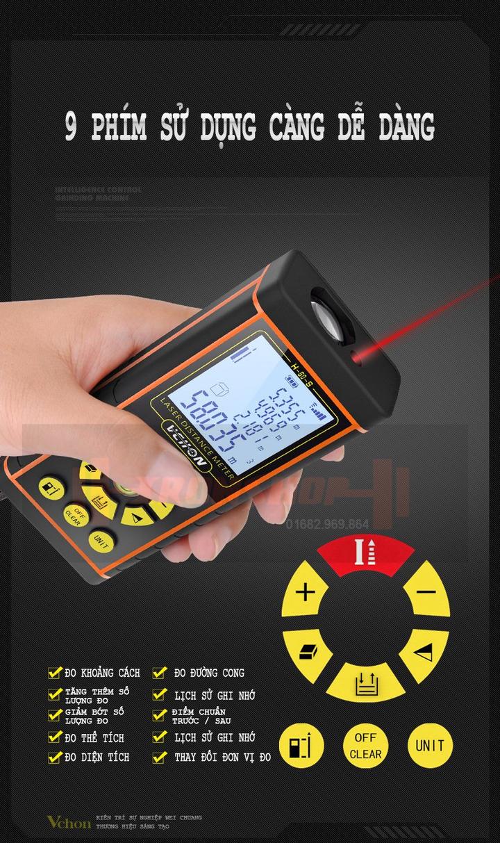 Thước điện tử, Máy đo khoảng cách bằng tia Laser H40, thương hiệu VCHON (Có HDSD Tiếng Việt)