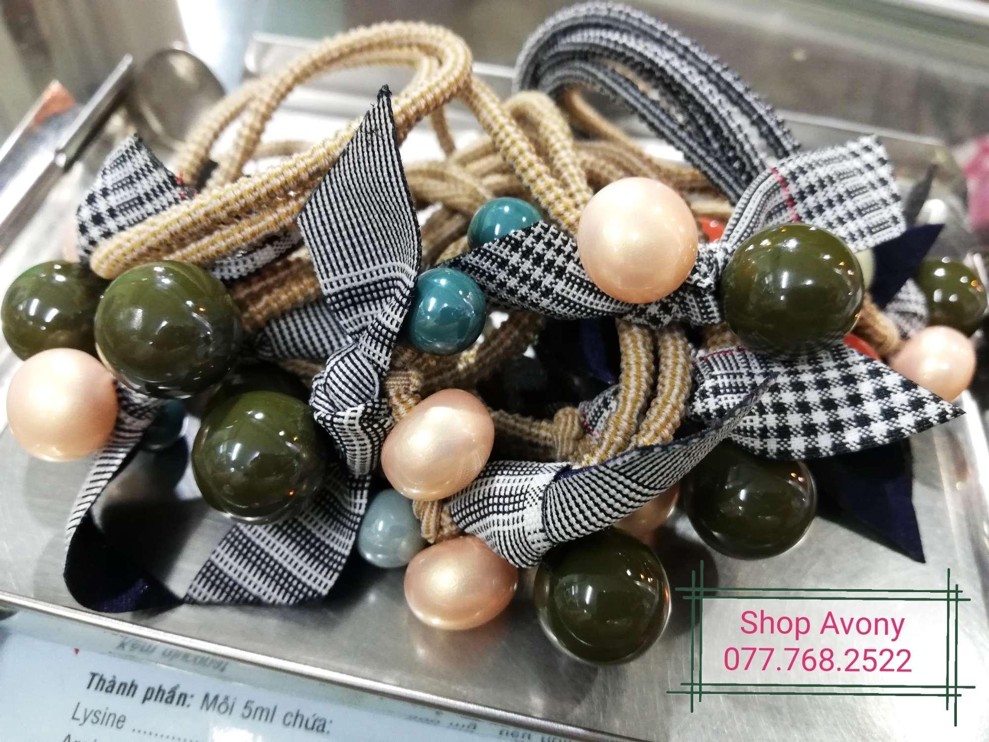 [HCM]10 dây Cột tóc hạt nhựa tròn