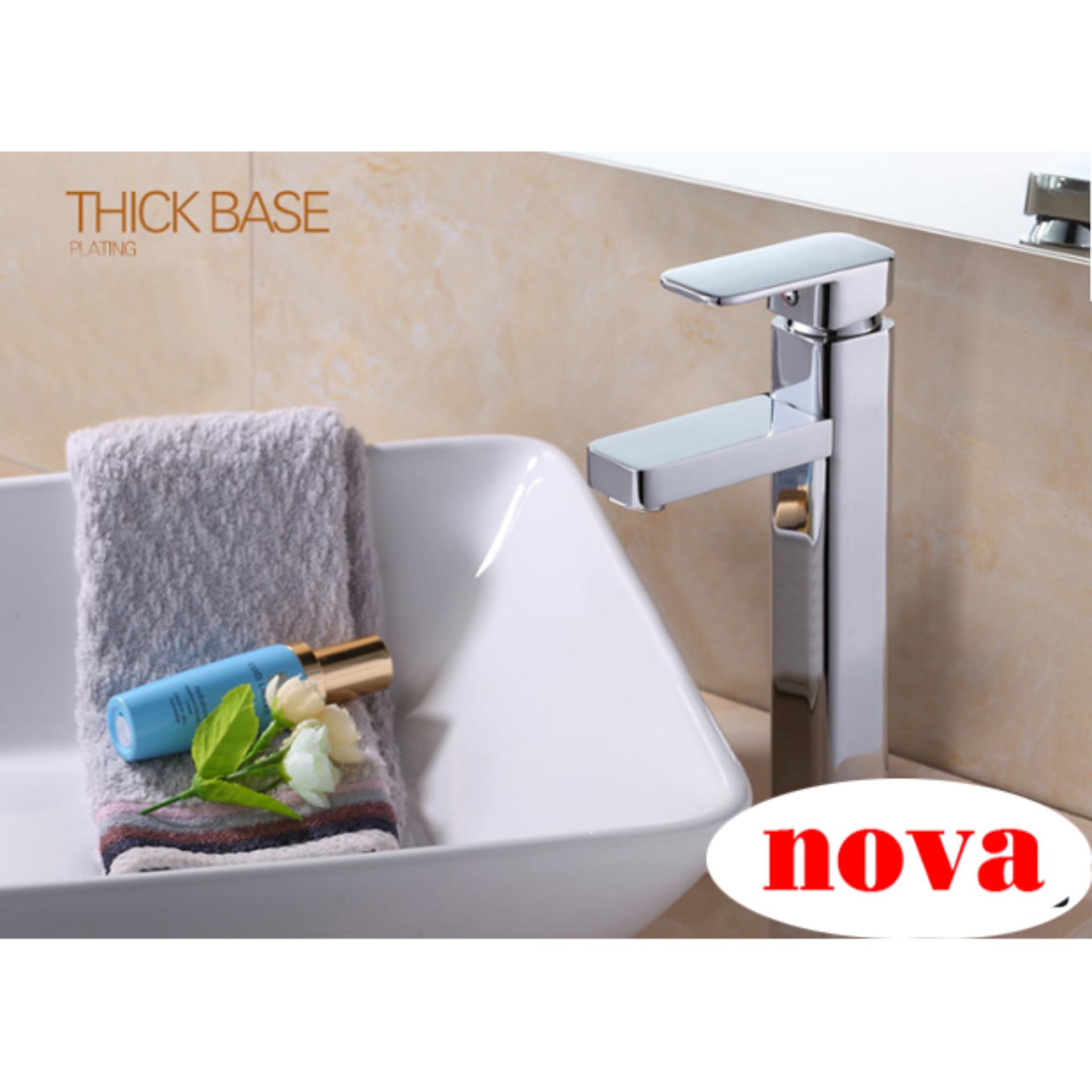 Bộ vòi chậu rửa mặt nóng lạnh 5010 ( dành cho chậu dương bàn) - Tặng 02 dây cấp nóng lạnh và băng tan