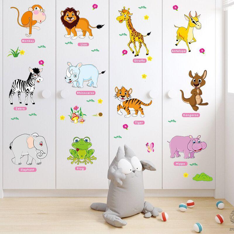 Decal dán tường từ tiếng anh về loài vật cho bé AM9215-kiddecals