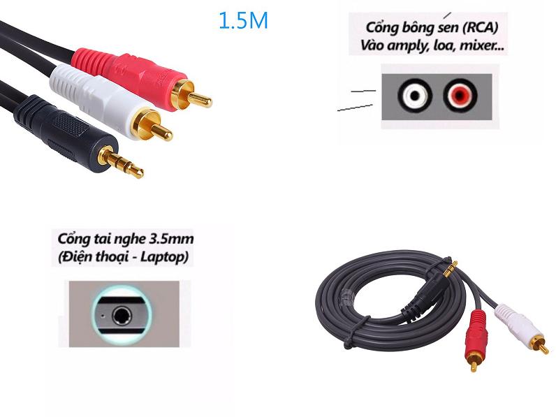 Dây cáp audio 1 ra 2 Dtech DT-6211 dài 1.5m